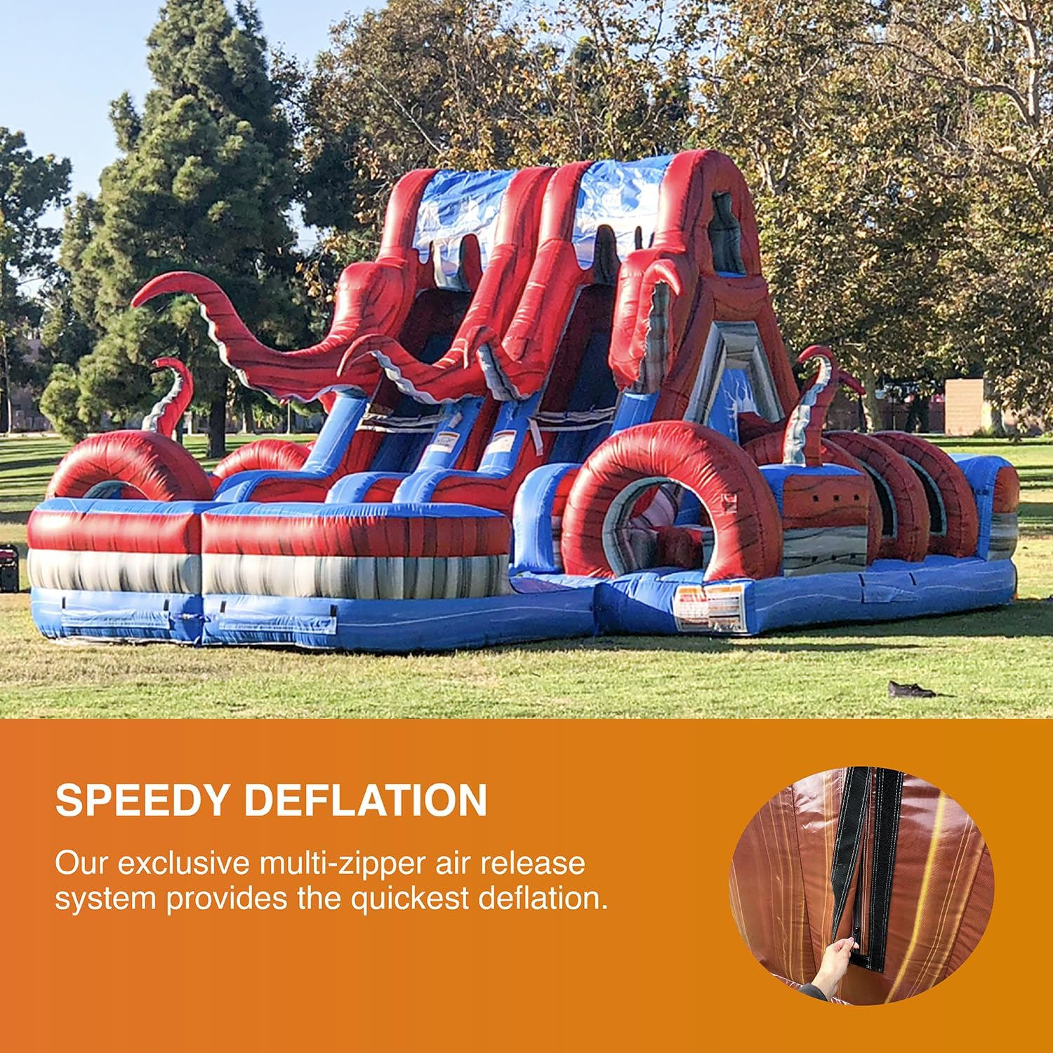 JumpOrange Ocean Battle Commercial Grade Water Slide and Obstacle Course with Pool and Blower, for Kids and Adults, Pop Ups, Summer Fun, Wet Dry Combo, Rental Quality, Outdoors (Right Piece)