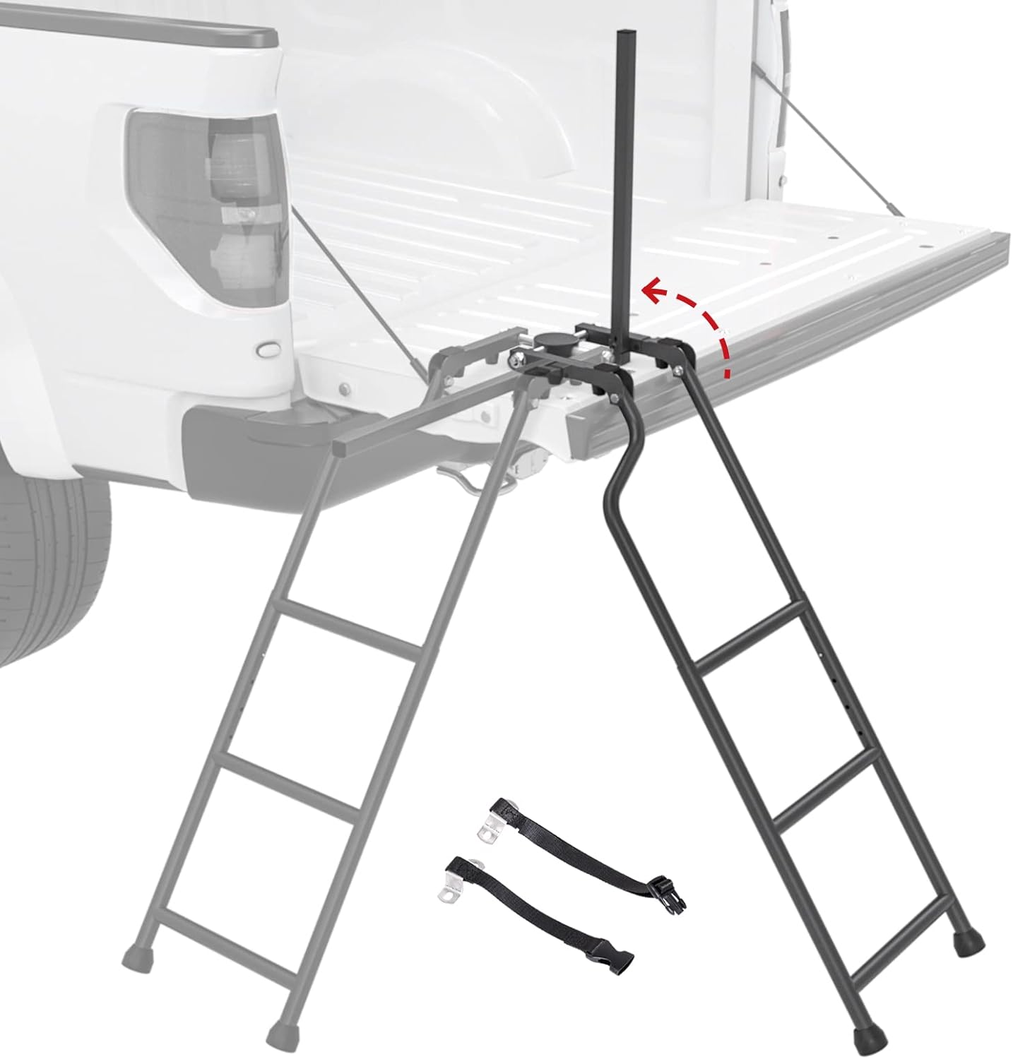AA Product Tailgate Ladder Foldable Pickup Truck Tailgate Ladder Universal Accessories for Truck Easy Install Durable Steel Omni-Directional Ladder Rack Capacity 300 lbs(USPTO Patent Pending) Pack of 2