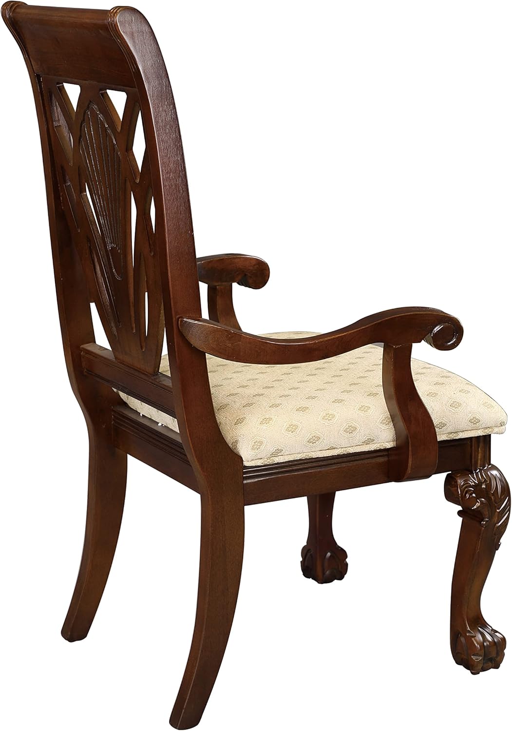 Dark Cherry Finish Formal Dining Armchairs 2pc Set Fabric Upholstered Seat Traditional Design Room Furniture