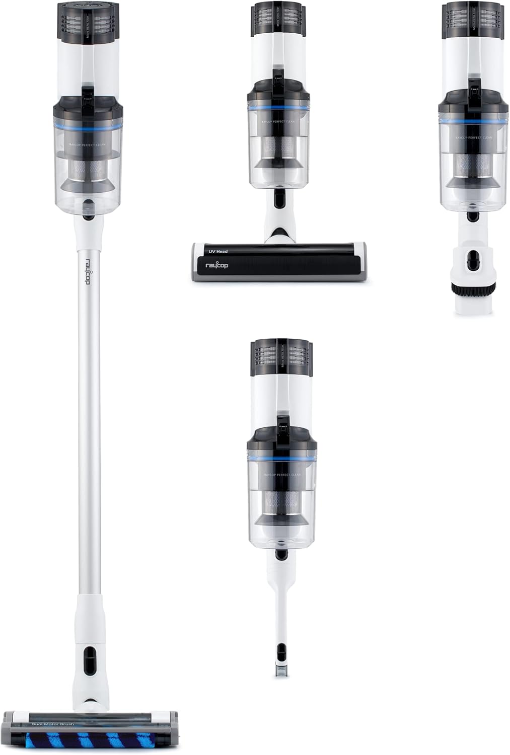 RAYCOP Omni Power UV+ | Cordless Stick Vacuum | Sanitizing UV Light | Kills Viruses and Bacteria | White