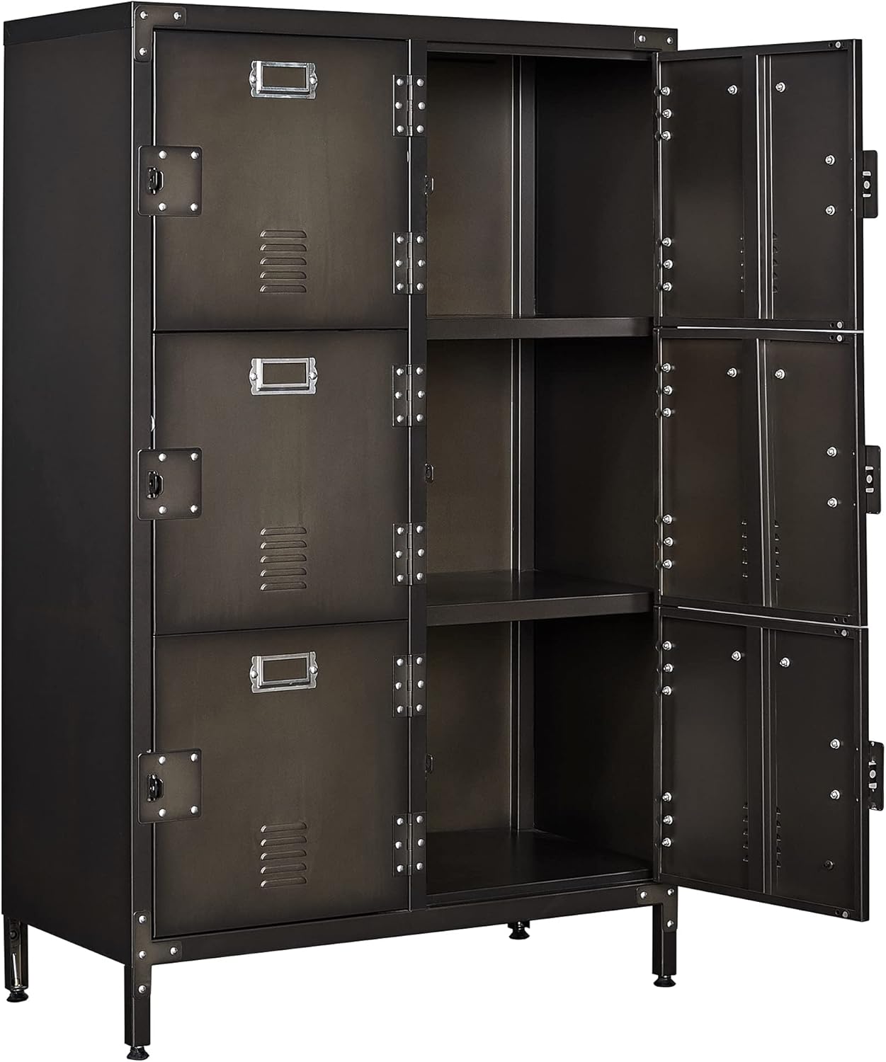 Metal Storage Cabinet, Storage Locker Employees Locker with 4 Doors, 55 Height Steel Cabinet with Lockable Doors, Storage Cabinet with Adjustable Feet for Home Office Gym.
