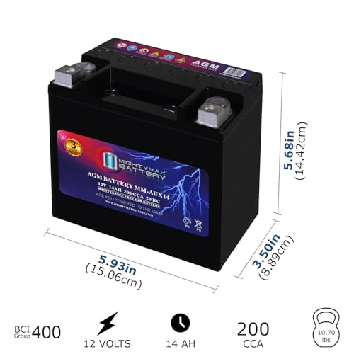 Mighty Max Battery MM-H5 Start and Stop Car BCI Group Size 47 12V 60 AH, 100RC, 680 CCA Rechargeable AGM Car Battery
