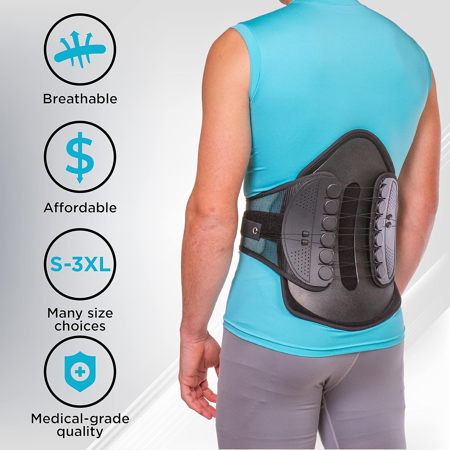 Spine Decompression Back Brace - MAC Plus Rigid Lumbosacral Corset Belt with Pulley System for Sciatica Pain, Disc Injury and After Laminectomy or Spinal Fusion Surgery (S)