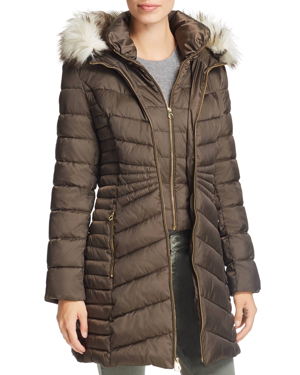 Laundry by Shelli Segal Faux-Fur-Trim Hooded Puffer Coat - Black