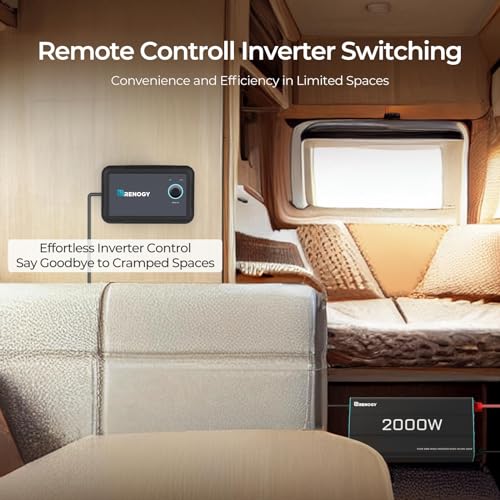 Renogy Inverter PUH, 3000W Pure Sine Wave Power Inverter with UPS Transfer Switch & Bluetooth, 12V DC to 120V AC Converter for RV, Truck, Home,Camping - 6000W Surge Power, Remote Monitoring