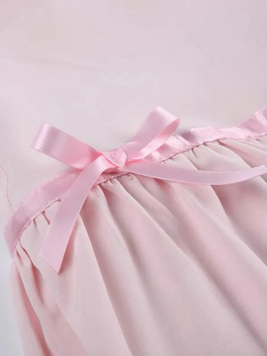 'Pink Rose' Coquette Ruffle Ribbon Pleated Skirt