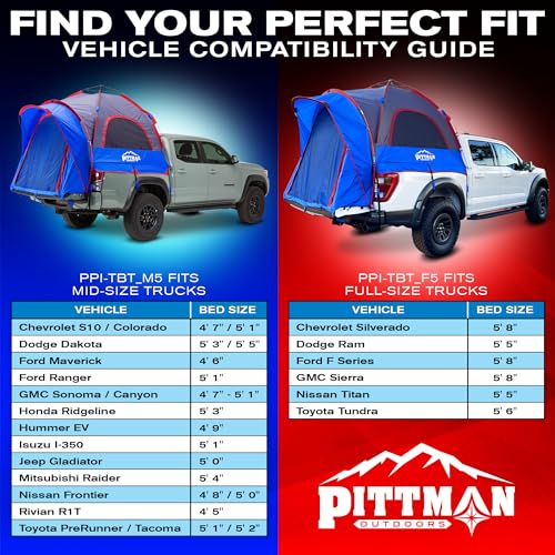 Pittman Outdoors - Truck Bed Tent with EZ up Mechanism - The Ultimate Truck Tent to optimize your Truck Camping Experience