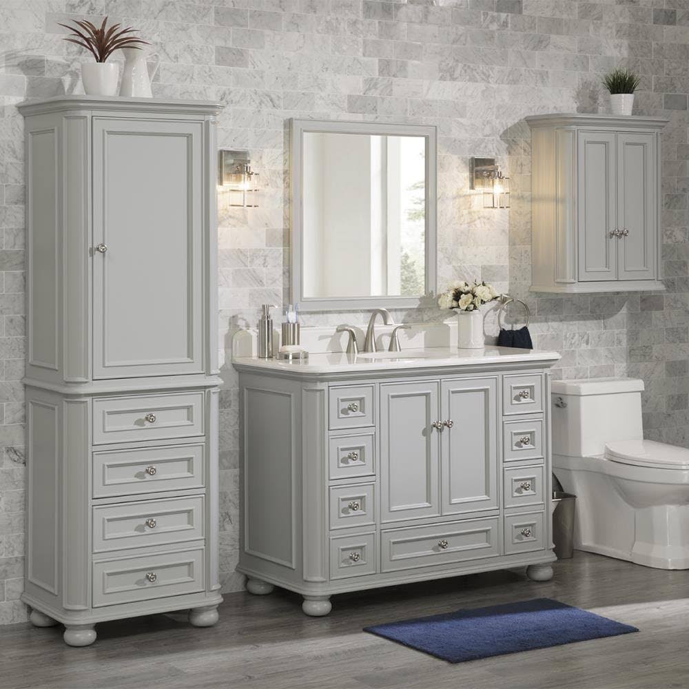 Allen + Roth Wrightsville 48-in Light Gray Undermount Single Sink Bathroom Vanity with Natural Carrara Marble Top | 1116VA-48-24