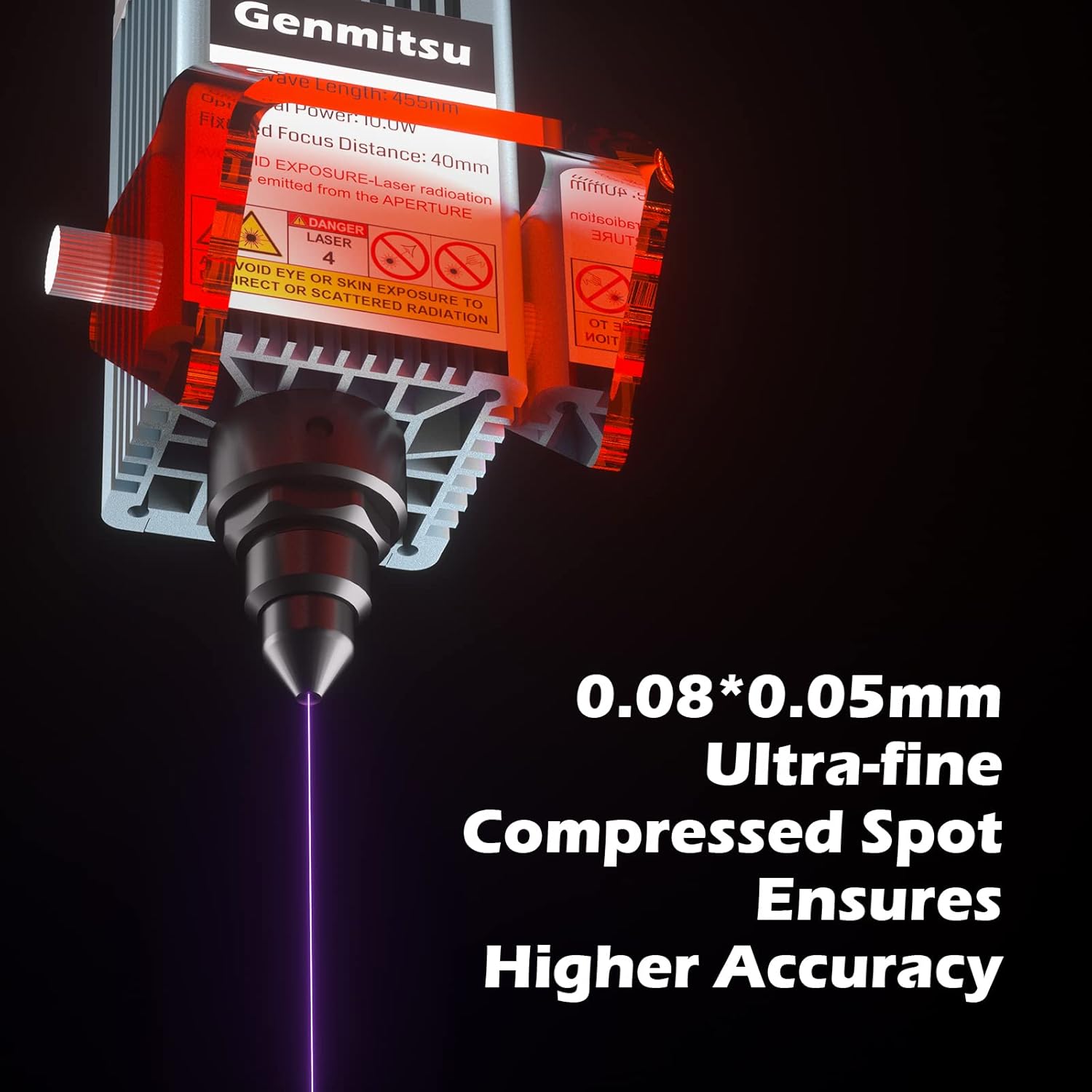 Genmitsu CNC Router Machine 4040-PRO for Woodworking Metal Acrylic Cutting Milling, 10W Compressed Spot Laser Module with Air Assist Nozzle, GRBL Control, Lead Screw Driven
