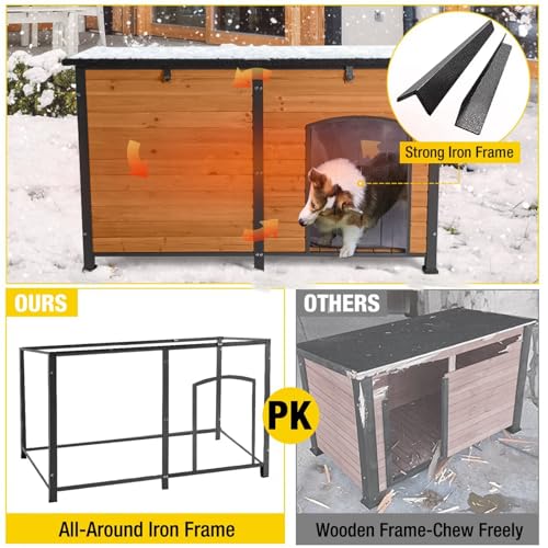 Aivituvin 59" Large Dog House 100% Insulated Dog Kennel with Liner for Winter,Waterpoof for Outdoor & Indoor Use.