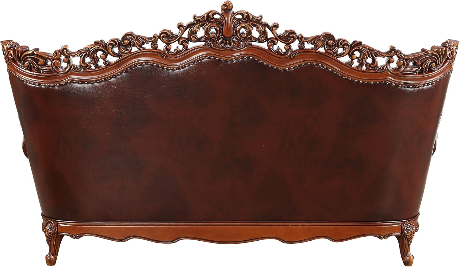 Acme Furniture Eustoma Sofa, Cherry Top Grain Leather Match, Walnut Wood Trim