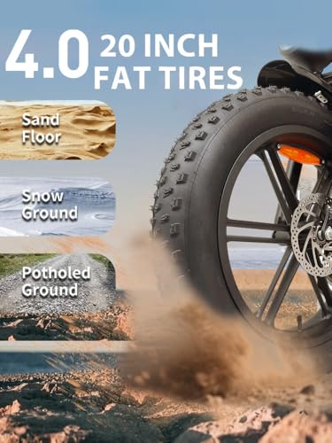 Electric Bike for Adult,1500W Peak Brushless Motor 30 MPH Fat Tire E Bike with 624-2880Wh Removable Battery 20" Electric Dirt Bike with Dual Suspension and 7-Speed
