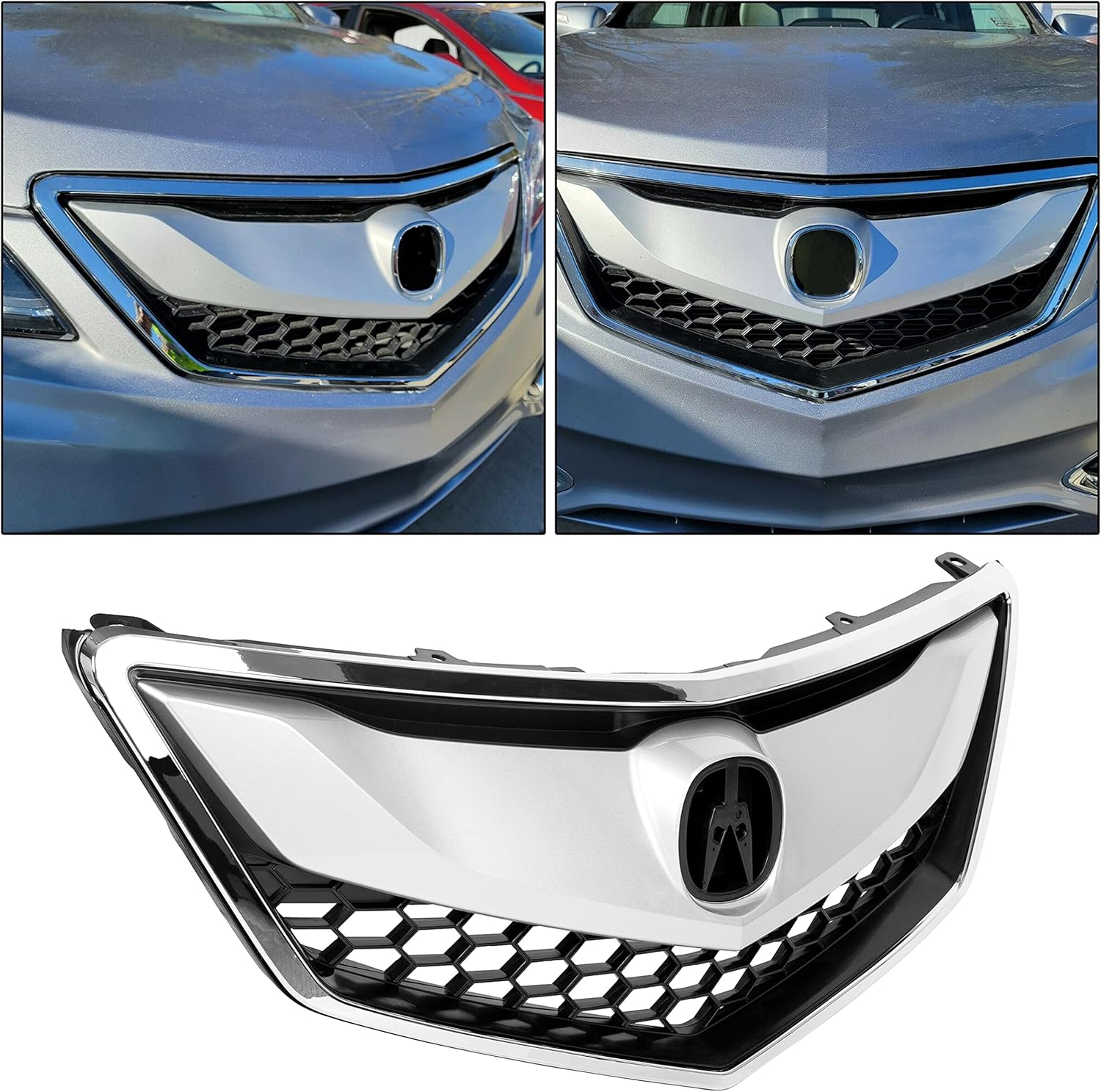 HECASA Front Grille Compatible With 2016-2018 Acura RDX Front Bumper Mesh Grille Cover Trim Replacement for AC1200128 71121TX4A51