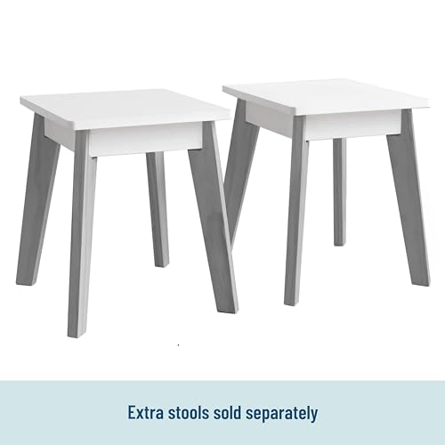 Wildkin Kids Arts and Crafts Table Set for Boys and Girls, Mid Century Modern Design, Includes Two Stools, Paper & Storage Cubbies Underneath Helps Keep Art Supplies Organized (Gray) , Grey