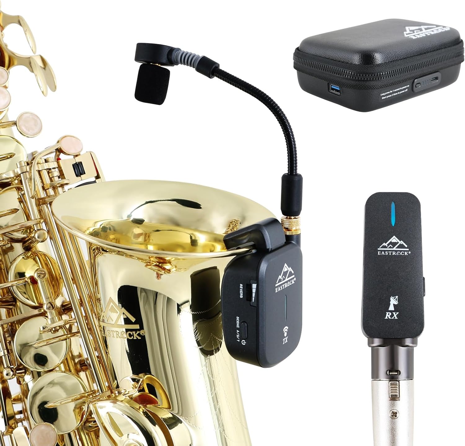 EASTROCK Purple/Golden Alto Saxophone E Flat Sax and Saxophone Wireless System