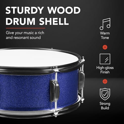 Best Choice Products 5-Piece Full Size Complete Adult Drum Set w/Cymbal Stands, Stool, Drum Pedal, Sticks, Floor Tom - Dark Blue Sparkle