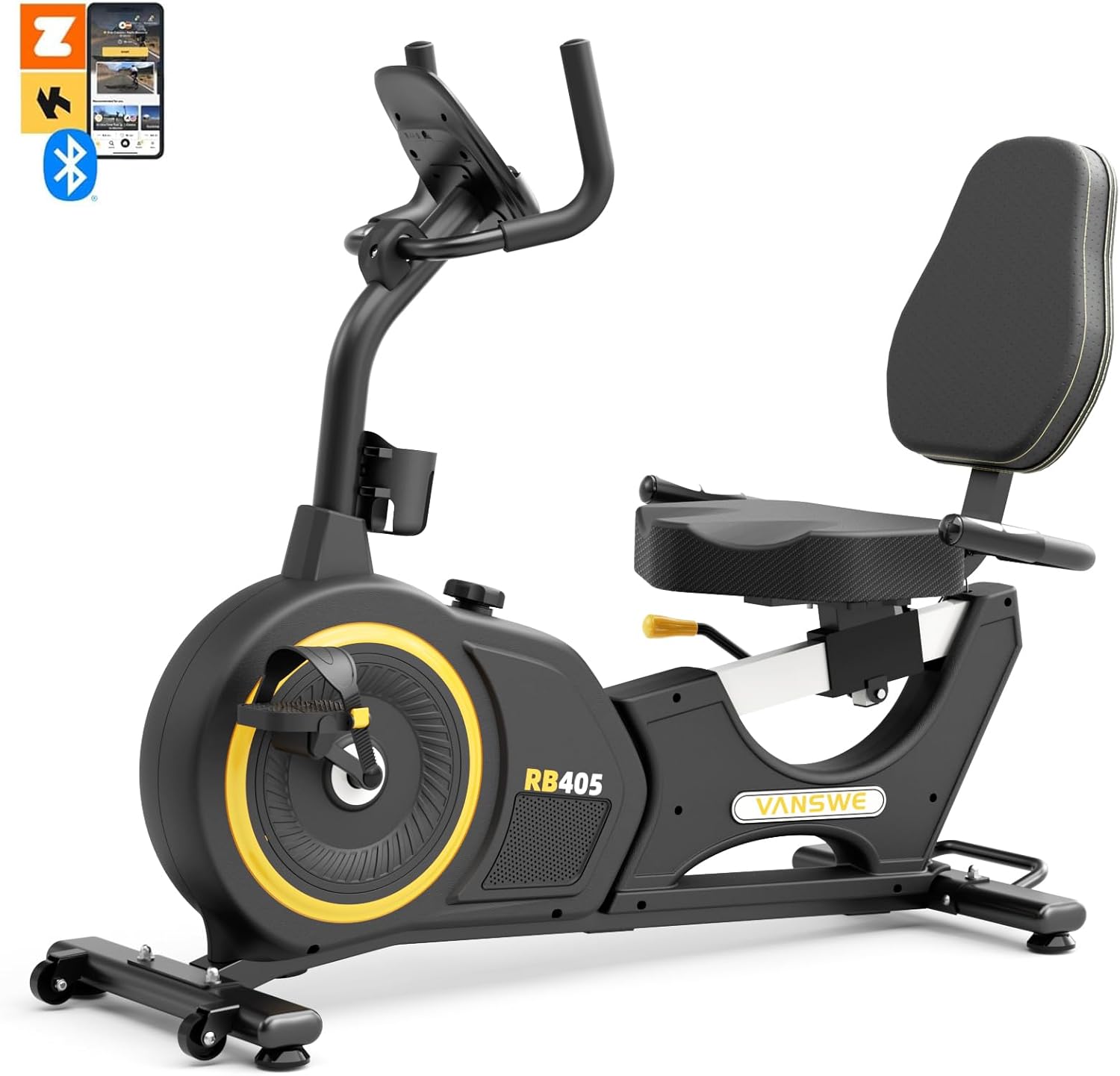 VANSWE Recumbent Exercise Bike, Recumbent Stationary Bikes for Home 400 LBS Weight Capacity, Exercise Bike for Home Seniors with Smart App and Bluetooth Connectivity, LED Display, Pulse Handle