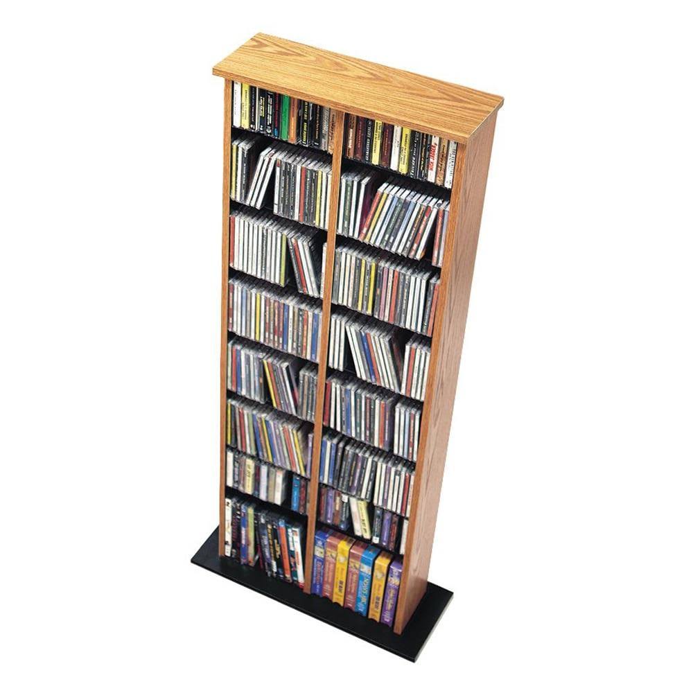 Prepac Double Multimedia Tower Storage Cabinet, Oak and Black