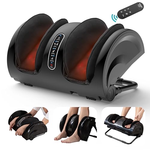 Snailax Foot Massager with Heat, Shiatsu Feet and Calf Massager Machine for Plantar Fasciitis, Neuropathy, Improve Circulation, Foot Leg Massager with Remote Control