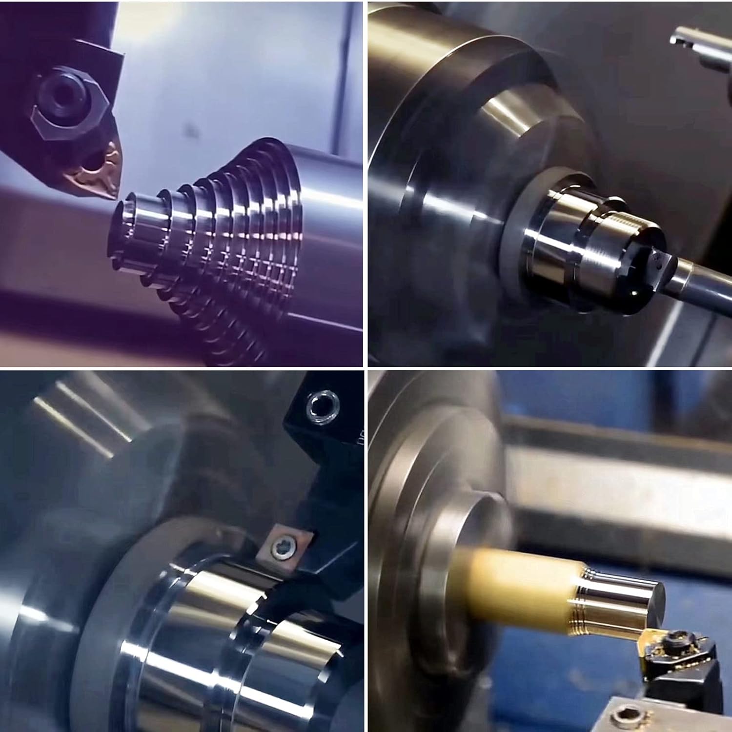 MABUARN Turning Holders 8 Sets 3/8 Shank Lathe Turning Tool Holders with Indexable Carbide Inserts for Turning Boring Grooving Cutting Threading