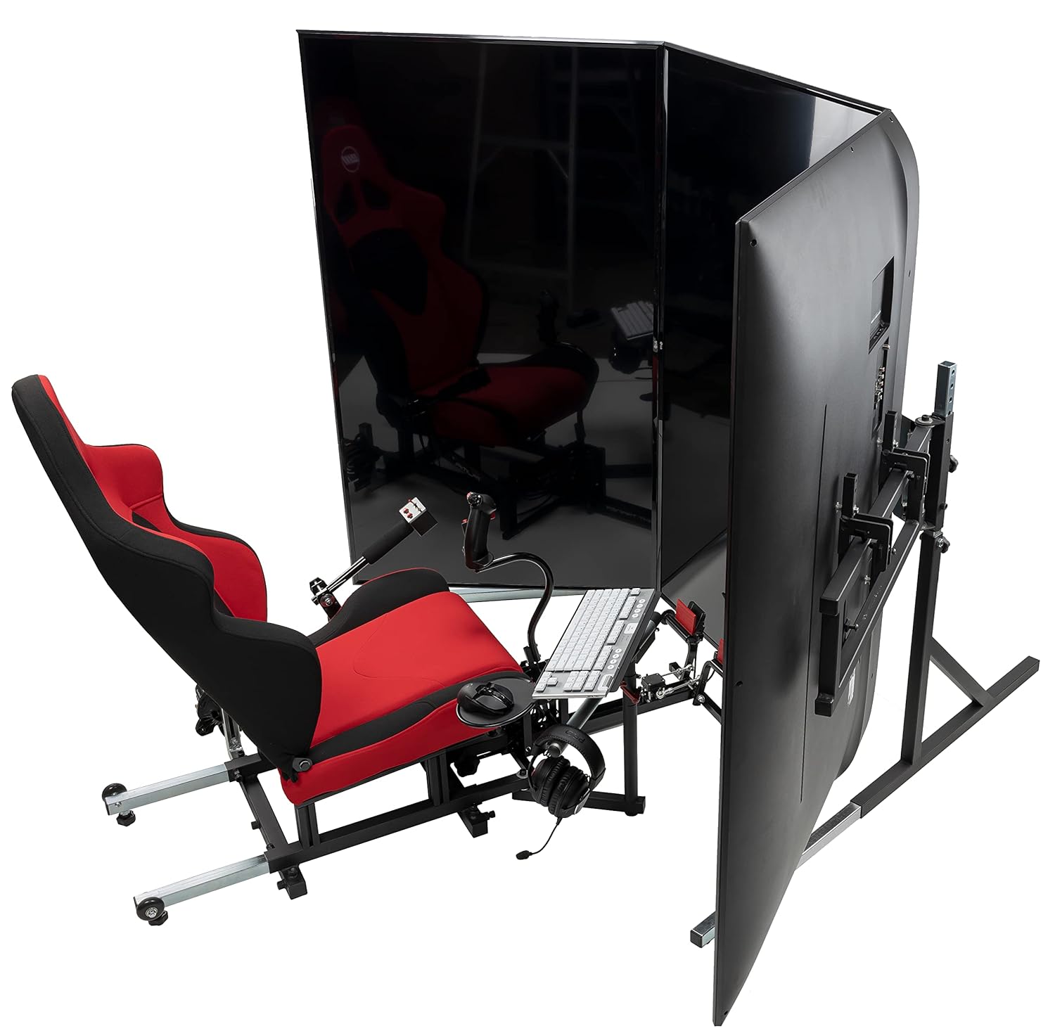 SimFab Triple Monitor Stand for Racing and Flight Simulators Model LD | Up to 100x100mm VESA Mount or M4/M5 Hardware (Triple Monitor Stand, Light Duty Mount Brackets)