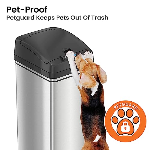 iTouchless Stainless Steel Dual-Compartment (8 Gallon Each) 60 Liter Kitchen Garbage Waste Solution 16 Gallon Touchless Sensor Trash Can/Recycle Bin