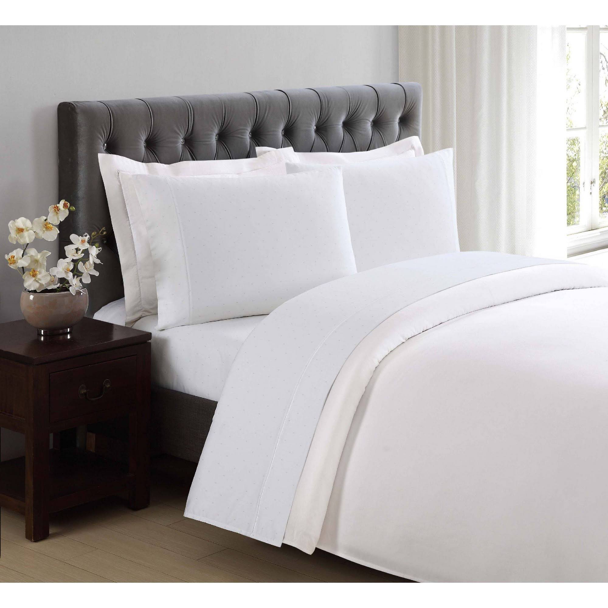 Charisma 310 Thread Count Classic Dot Sheet Set California King Bright White