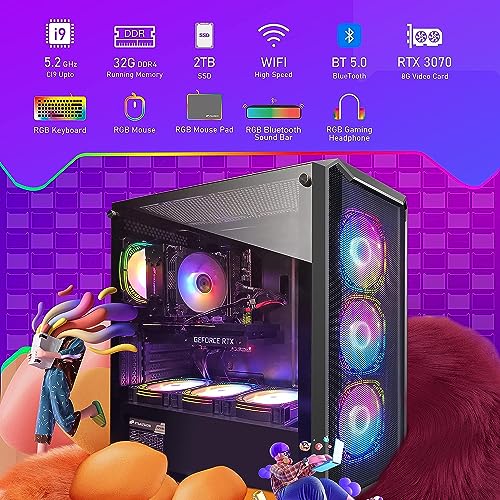 STGAubron Gaming Desktop PC, Radeon RX 560, Intel core i5 up to 3.6GHz, 16G Memory, 512G SSD, 600M WiFi, BT 5.0, RGB Fan x 2, RGB Keyboard & Mouse & Mouse Pad, W10H64