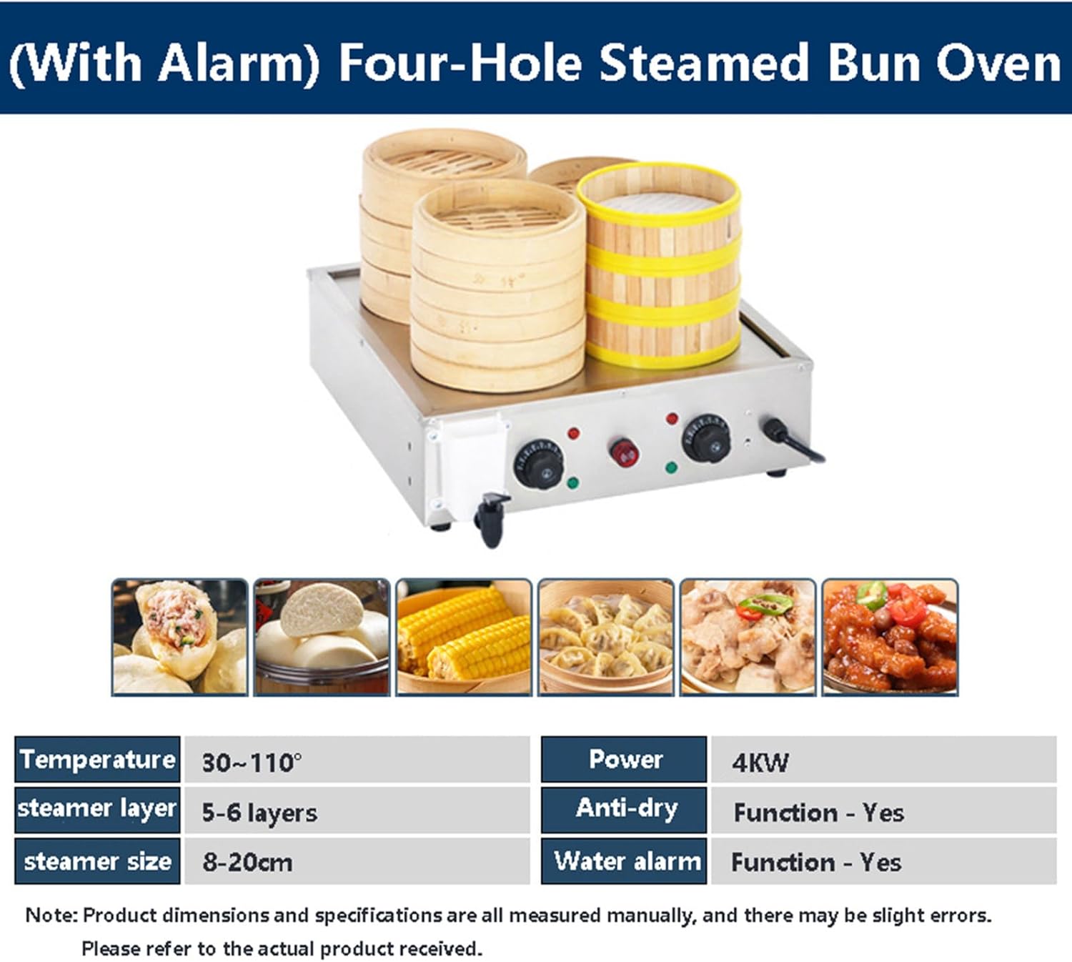 Electric Steamed Buns Machine for Commercial and Home Use/Food Warmer Steamed Bun Oven with Water Level Port & Steam Vent / 30-110℃ Temperature Control Buns Steaming Machine
