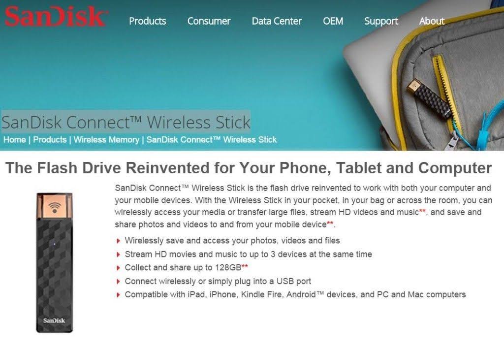 SanDisk Connect Wireless Stick Network Drive