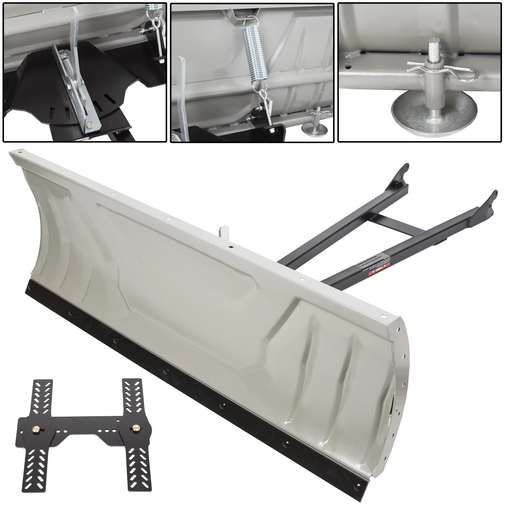 Kojem 48" Snow Plow Blade Universal Adjustable Complete for ATV Honda Kawasaki Polaris Aeon Crossland Arctic-Cat Alterra ATV Plow Kit Steel White Can Remove Soil, Gravel, Building Debris