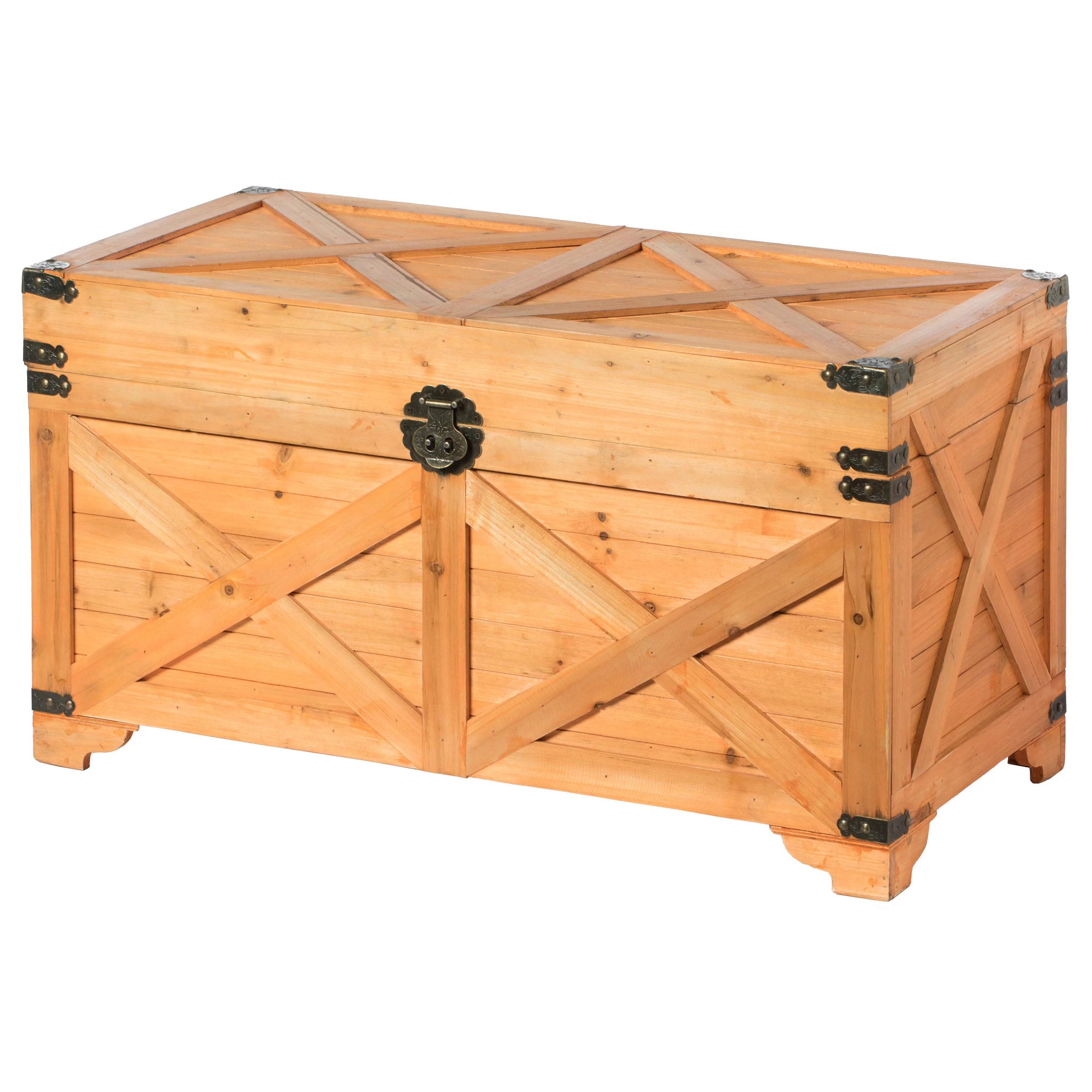 Barn Design Large Decorative Farmhouse Wooden Storage Trunk Chest