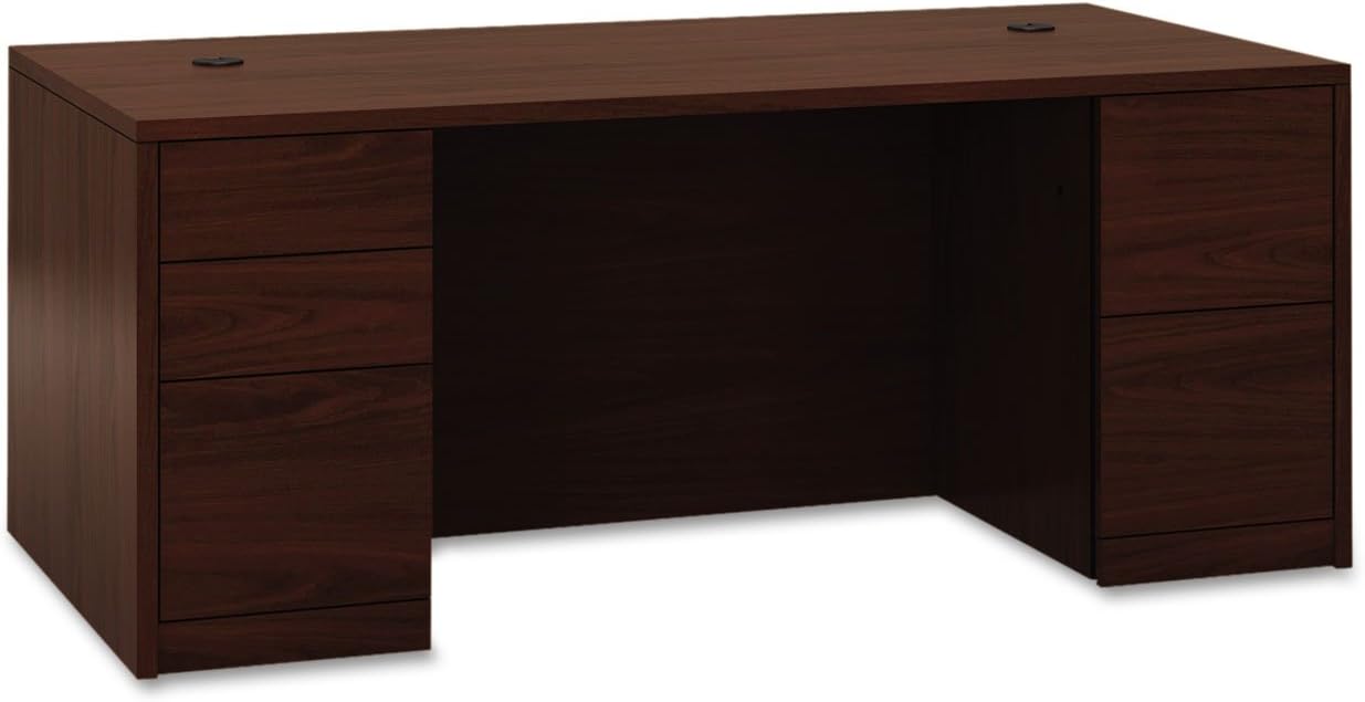 HON 105890NN 10500 Series Double Pedestal Desk, Full-Height Pedestals, 72w x 36d, Mahogany