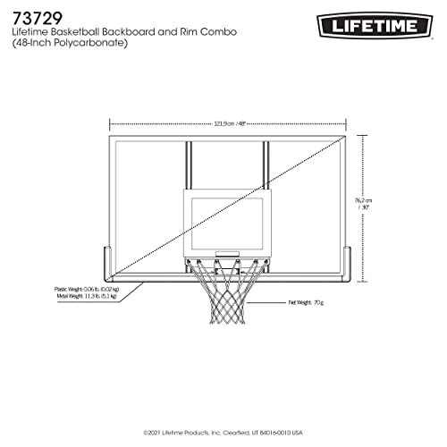 Lifetime 73729 48 in. Shatter Proof Backboard Rim Combo, Orange/White, One Size