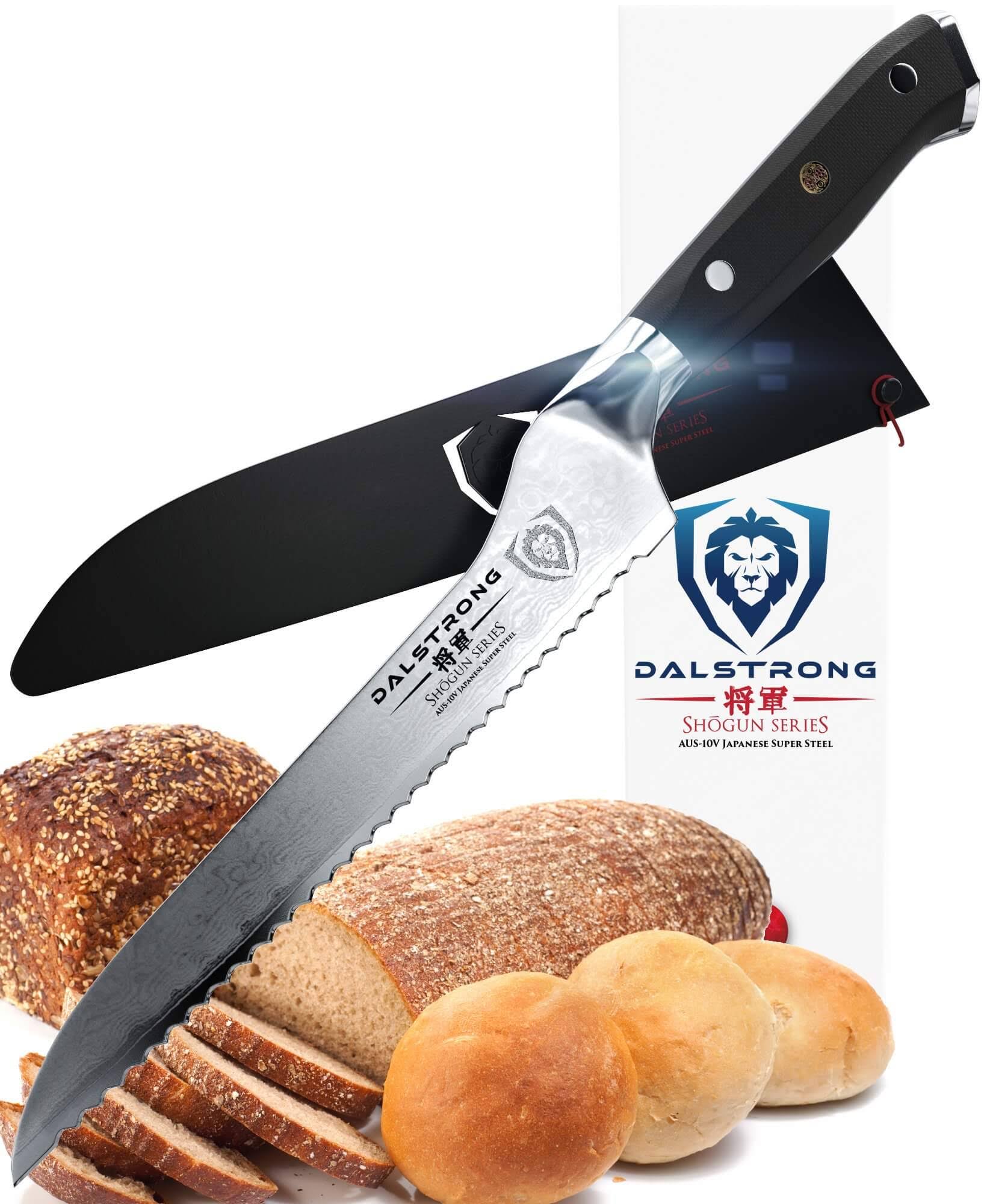 Dalstrong Serrated Offset Bread and Deli Knife- Shogun Series - Damascus - Aus-10v Japanese Super Steel - Vacuum Treated- 8 inch