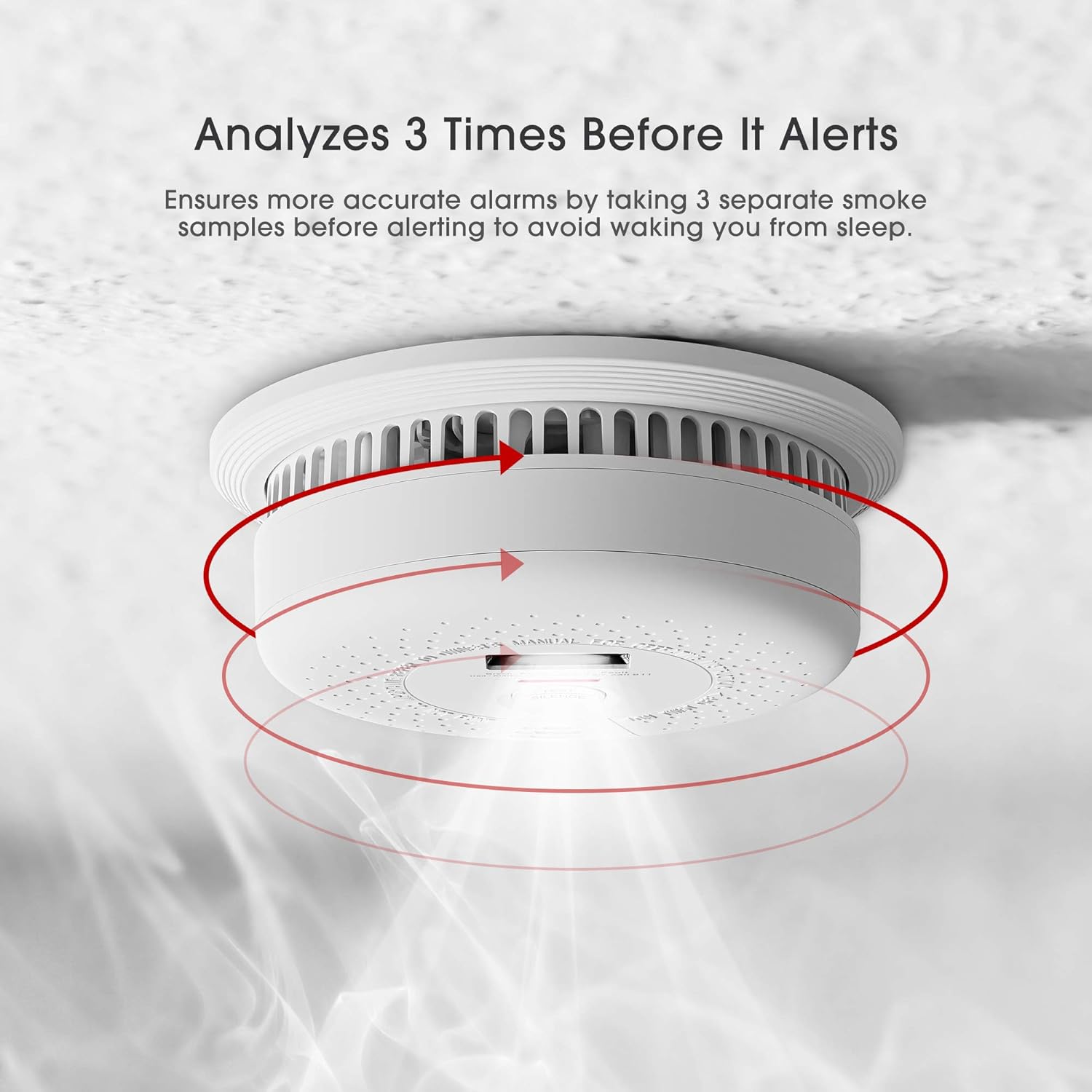 Smoke Detector with Escape Light, X-Sense SD01 10-Year Battery (Not Hardwired) Fire Smoke Alarm, Compliant with UL 217 Standard