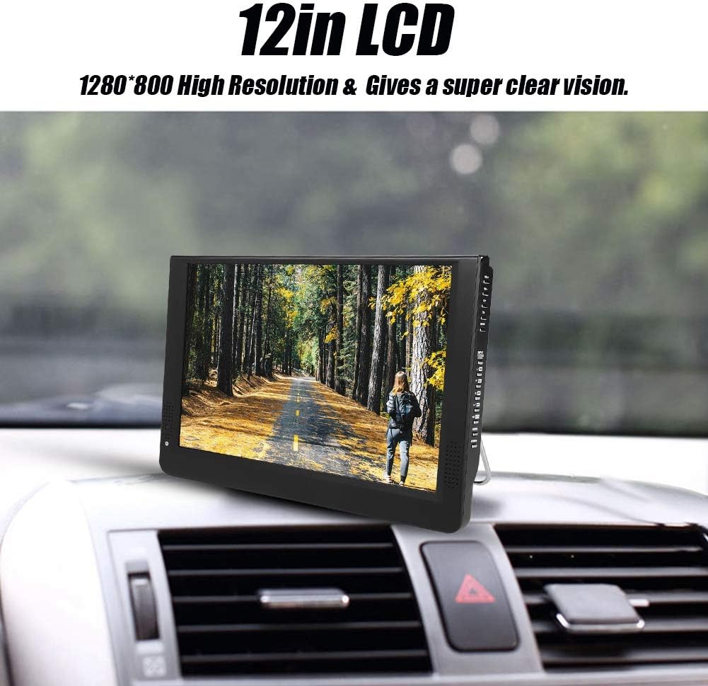 Small Flatscreen TV, Portable Widescreen LCD Display, 12 Portable Widescreen LCD TV with Remote Control Color Screen 1080P ATV/UHF/VHF, 1280800 Digial TV and ATV Support AV in/Out, MMC Card