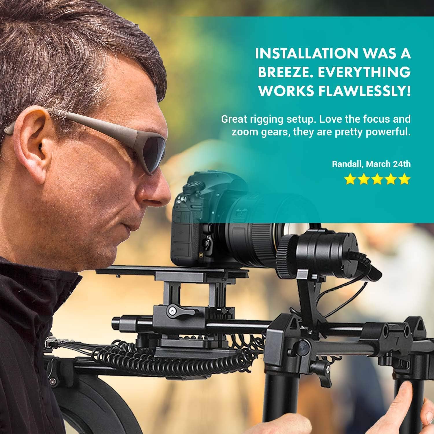 Movo/Sevenoak DSLR Shoulder Rig with Motorized Follow Focus and Zoom Control - Camera Shoulder Mount for DSLR Cameras