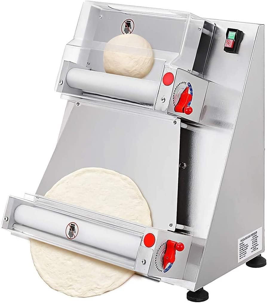 Pizza Press, 370W Automatic Pizza Dough Roller Machine, Commercial Dough Sheeter Maker, 3-15 inch Pizza, 1-5.5mm Thickness