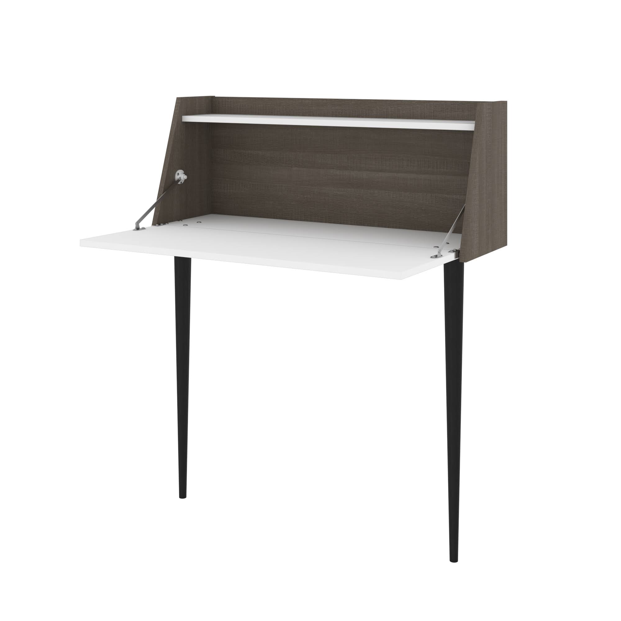 Bestar 111160-001747 Skat 36W Secretary Desk in White u0026 Bark Grey
