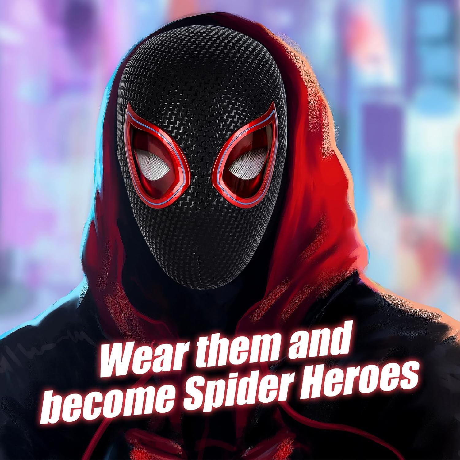 Spider Hero Mask Toy with Moving Eyes- Movable Eyes Remote Control, Full Face - Great for Halloween, Christmas, Cosplay
