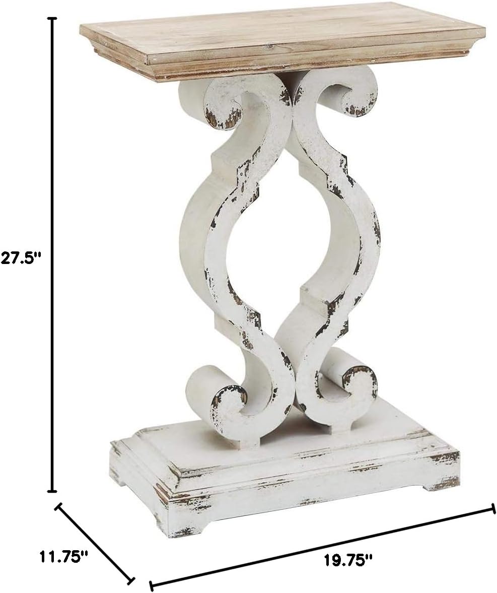 Rustic Wood Rectangle End Table, French Country Accent Side Table, Farmhouse Wood Accent Table for Bedroom Living Room, 19.75 x 11.75 x 27.5 Inches