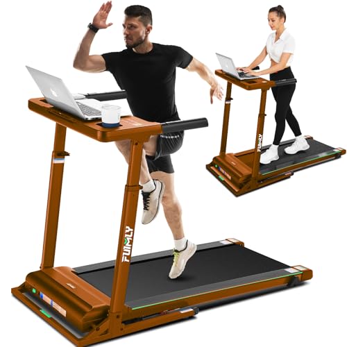 Treadmill with Desk Workstation & Adjustable Height, 300 lb Capacity, FUNMILY Walking Pad Treadmill with Desk & Incline, Folding Work Treadmill for Home Office