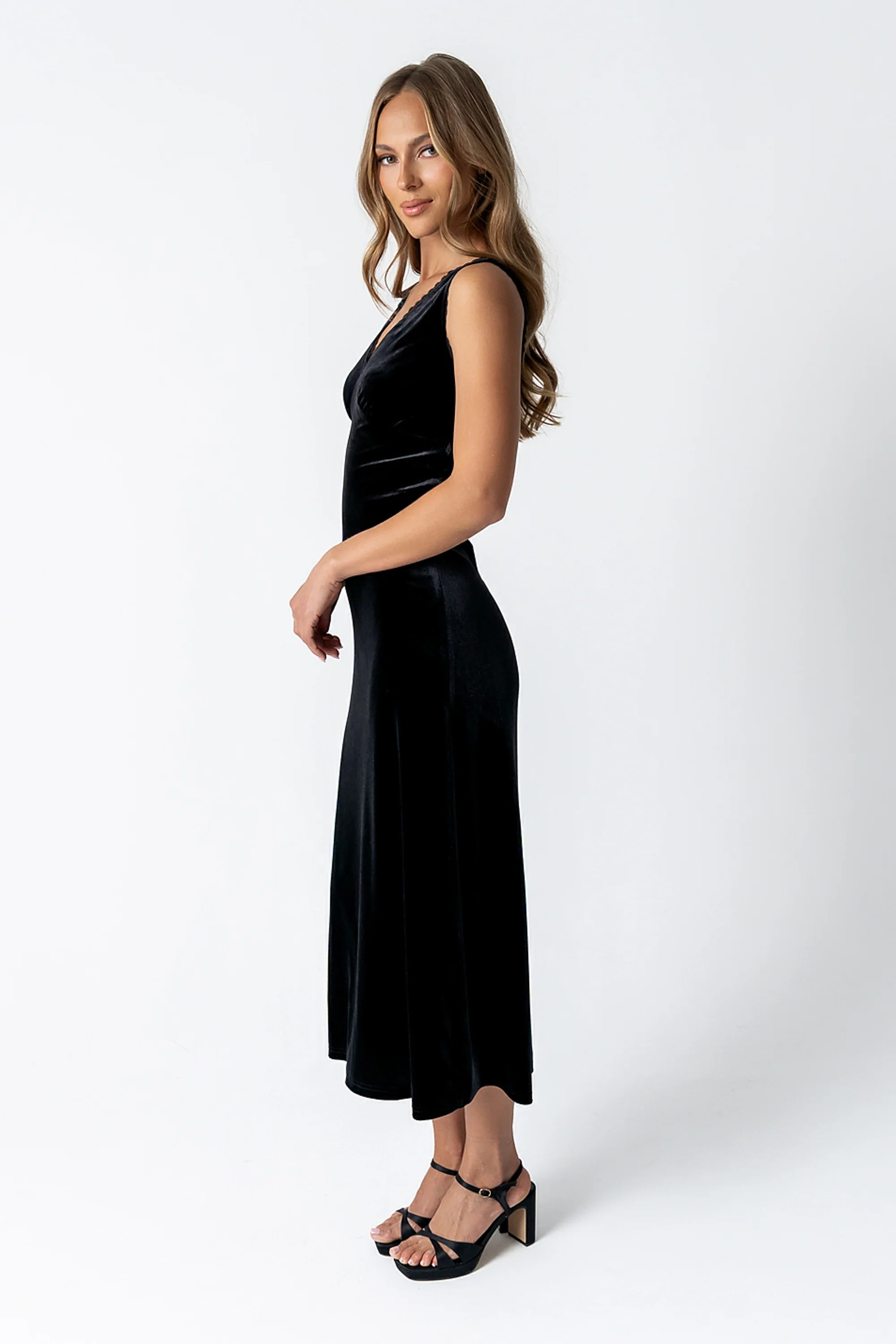 Kalani Velvet Maxi Dress in Black