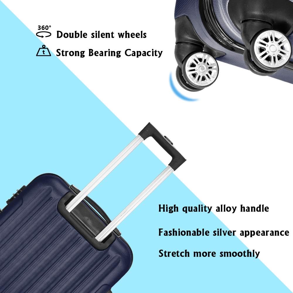 Expandable Spinner Wheel Luggage 3 Piece Set Suitcase Hardshell Lightweight TSA Lock 3-in-1 Multifunctional Large Capacity Traveling Storage Suitcase 20" / 24" / 28" Navy Blue
