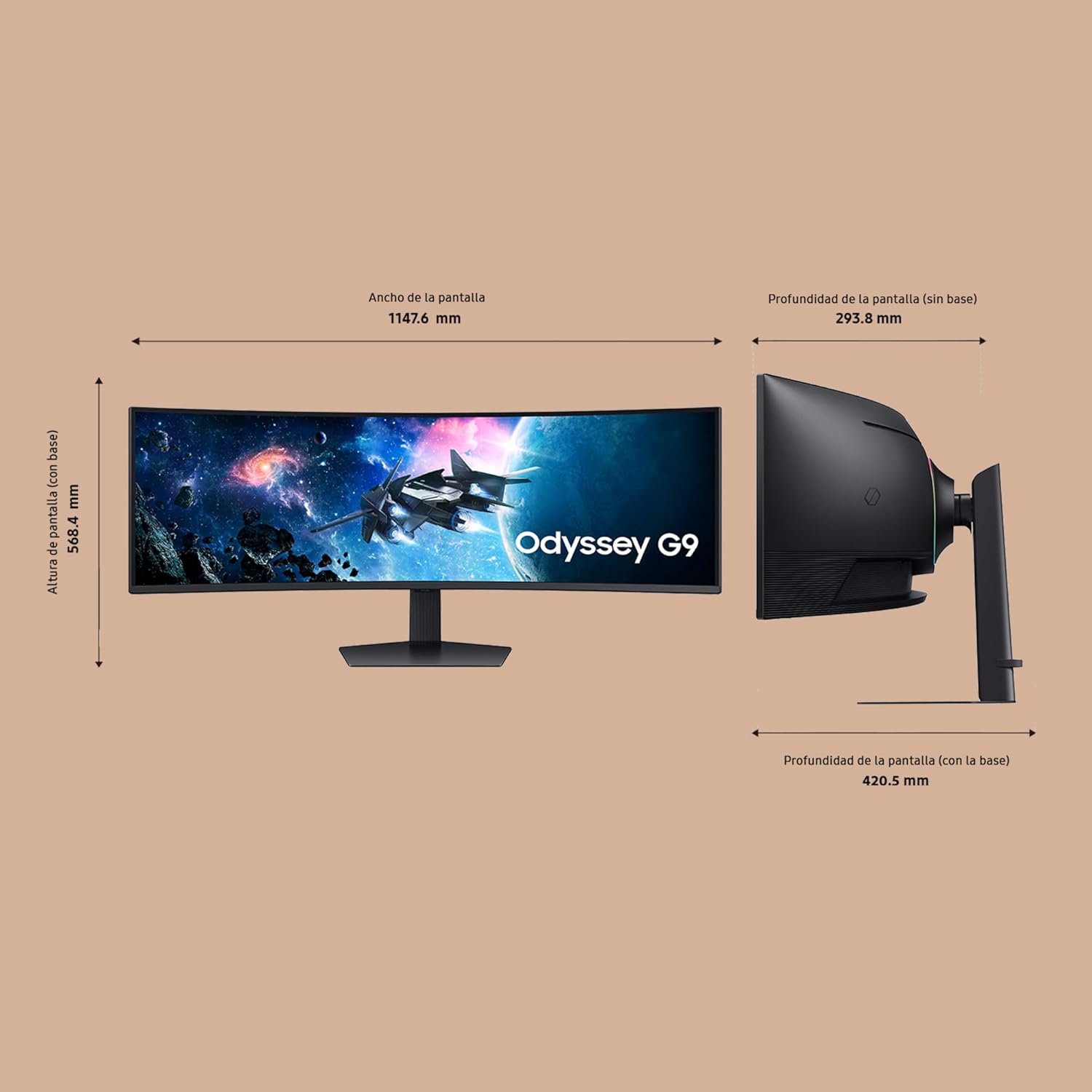 Samsung Odyssey G9 49'' 240Hz 1ms Curved VA Panel 1000R, DWQHD Resolution: 5120 x 1440, 2500:1, AMD FreeSync Premium Pro, Auto Source Switch+, Adjustable Stand, DisplayPort, LS49CG954EUXEN
