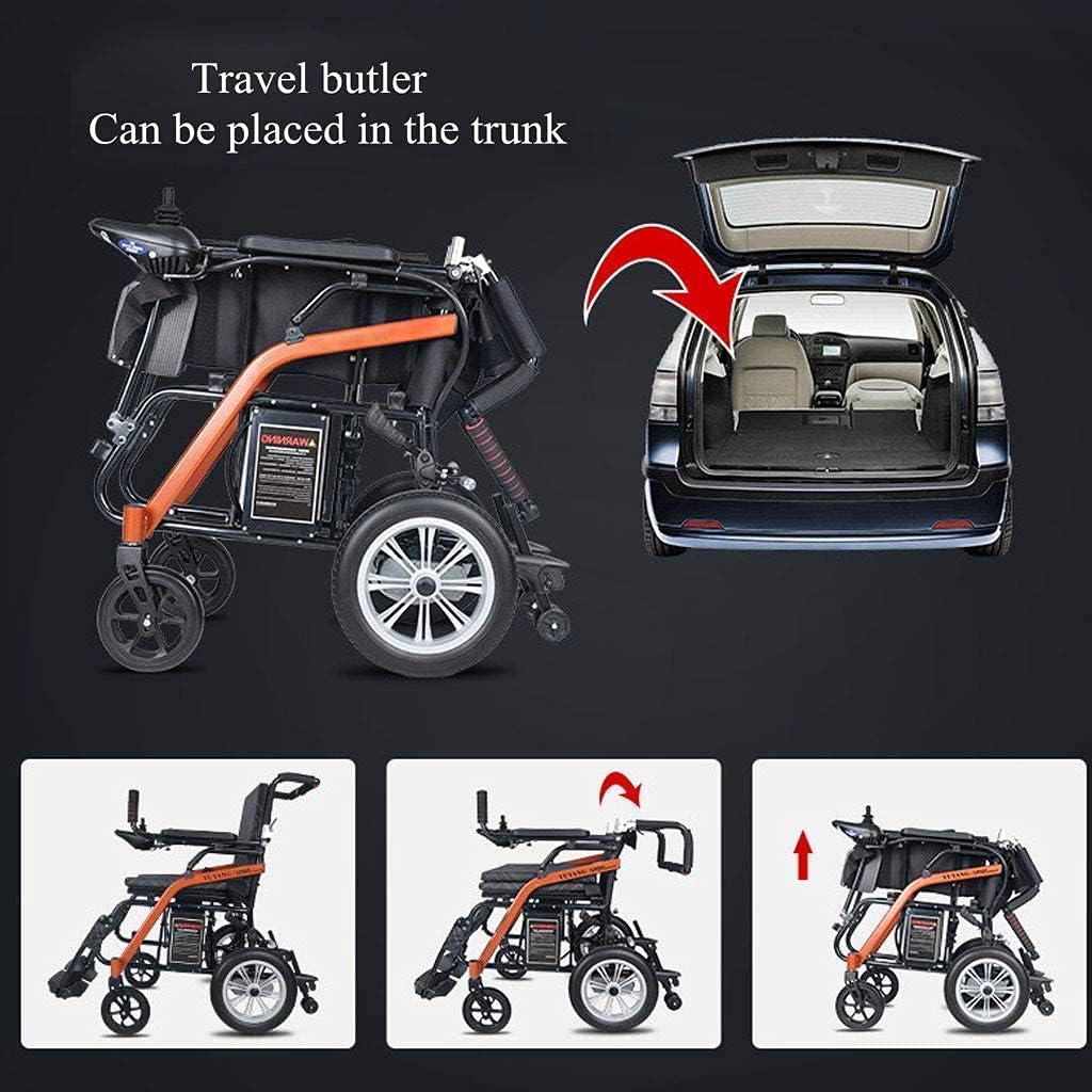Fashion Portable Wheelchair Aluminum Travel Electric Powerchair Ultra Portable Folding Power Wheelchair 7X12" Tire 20Ah Lithium Battery Can Travel 40Km For Disabled People Elderly Beautiful Home"