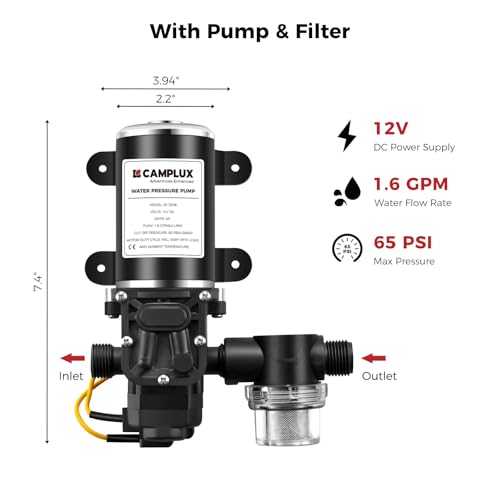 CAMPLUX 2.64 GPM Propane Portable Gas Water Heater, 68,000 BTU Outdoor Tankless Camping Water Heater with Digital Display, White