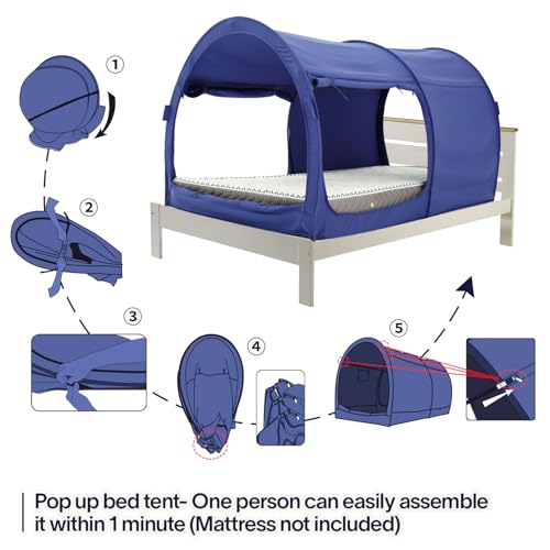 Bed Tent Dream Tents Bed Canopy Shelter Cabin Indoor Privacy Warm Breathable Pop Up Twin Size for Kids and Adult Patent Pending(Mattress Not Included)