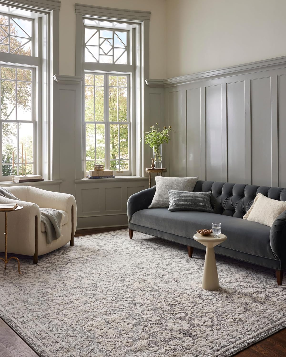 Loloi Magnolia Home by Joanna Gaines Gigi Collection GIG-01 Grey/Ivory 5'-3" x 7'-6" Area Rug
